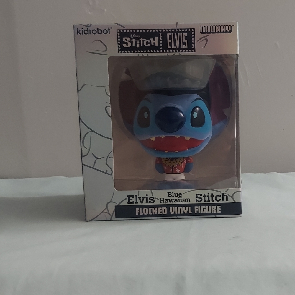 Kidrobot Blue Elvis Hawaiian Stitch Flocked Vinyl Figure